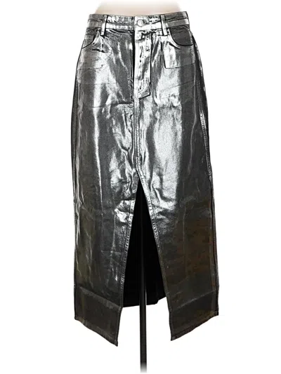Pre-owned Mng Faux Leather Skirt In Silver