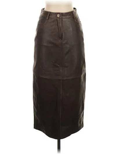 Pre-owned Mng Leather Skirt In Brown