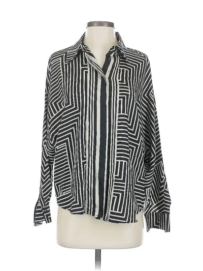 Pre-owned Mng Long Sleeve Blouse In Black