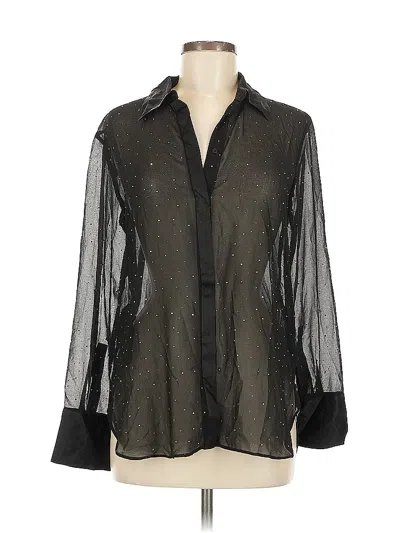 Pre-owned Mng Long Sleeve Blouse In Black