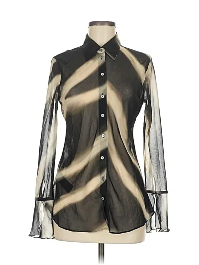Pre-owned Mng Long Sleeve Blouse In Black