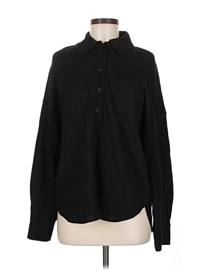 Pre-owned Mng Long Sleeve Blouse In Black