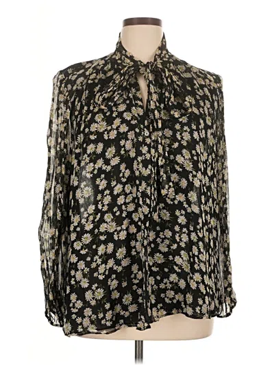 Pre-owned Mng Long Sleeve Blouse In Black