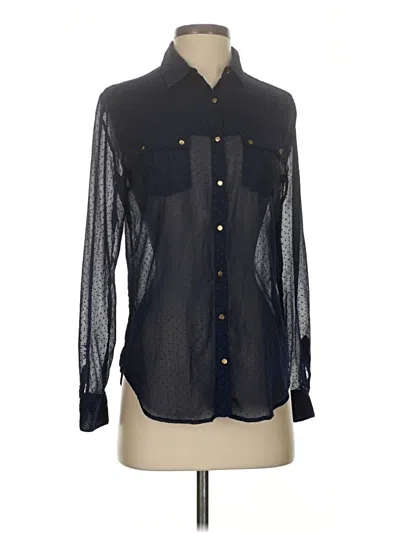 Pre-owned Mng Long Sleeve Blouse In Black