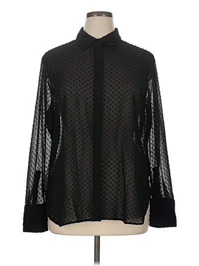 Pre-owned Mng Long Sleeve Blouse In Black