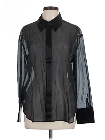 Pre-owned Mng Long Sleeve Blouse In Black