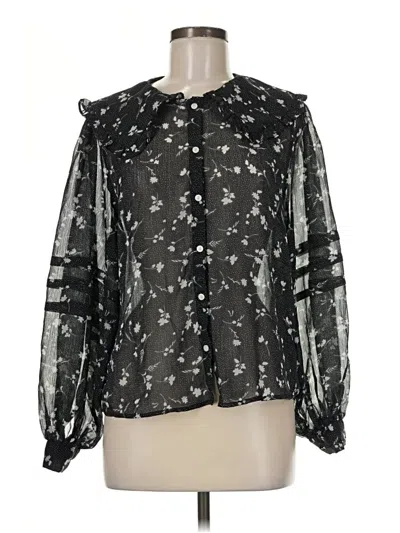 Pre-owned Mng Long Sleeve Blouse In Black