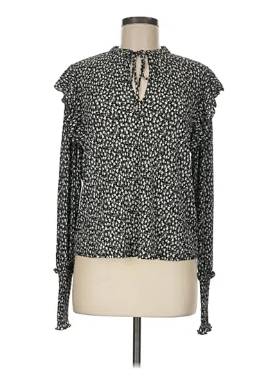 Pre-owned Mng Long Sleeve Blouse In Black