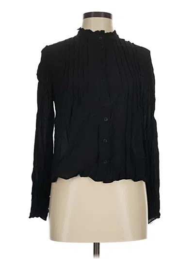 Pre-owned Mng Long Sleeve Blouse In Black