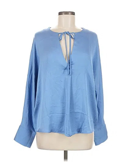 Pre-owned Mng Long Sleeve Blouse In Blue