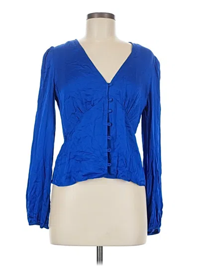 Pre-owned Mng Long Sleeve Blouse In Blue