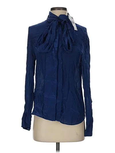 Mng Long Sleeve Blouse In Blue