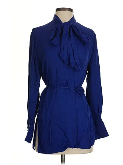 Pre-owned Mng Long Sleeve Blouse In Blue