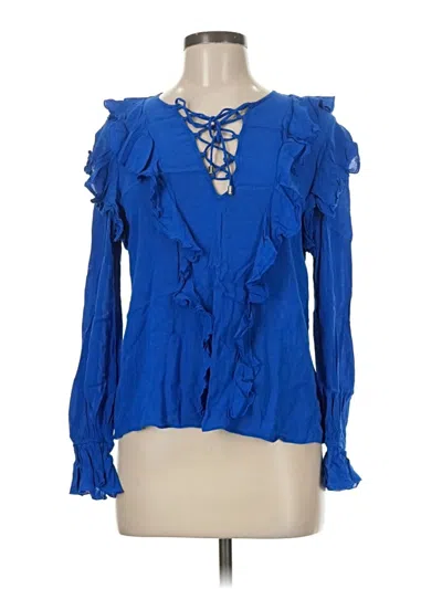 Pre-owned Mng Long Sleeve Blouse In Blue