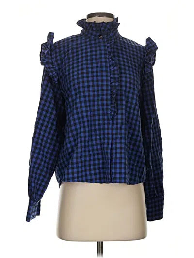 Pre-owned Mng Long Sleeve Blouse In Blue