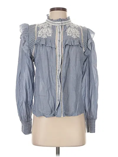 Pre-owned Mng Long Sleeve Blouse In Blue