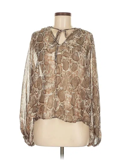 Pre-owned Mng Long Sleeve Blouse In Brown