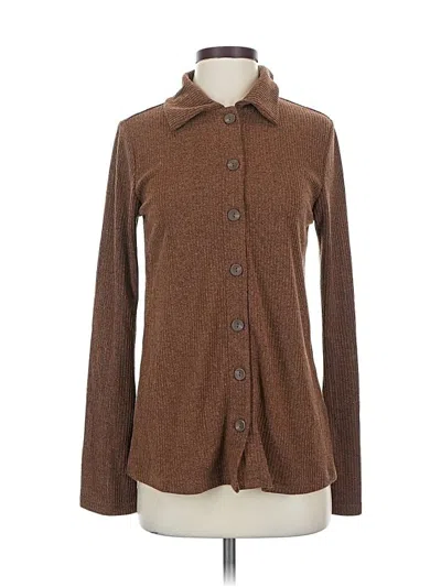 Pre-owned Mng Long Sleeve Blouse In Brown