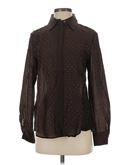 Pre-owned Mng Long Sleeve Blouse In Brown