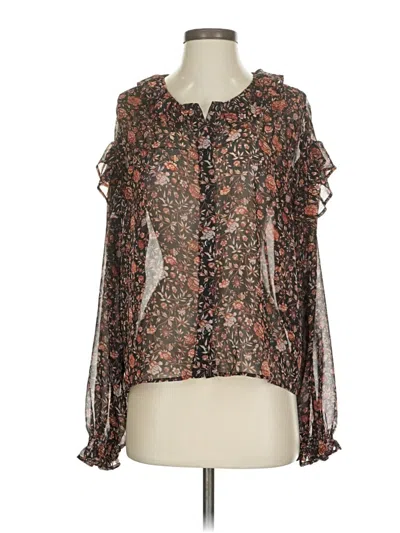 Pre-owned Mng Long Sleeve Blouse In Brown