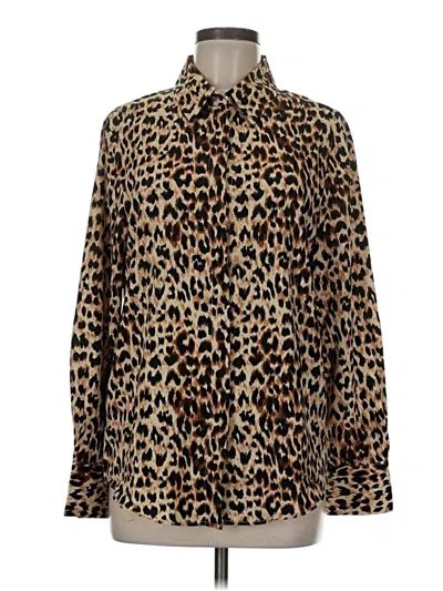 Pre-owned Mng Long Sleeve Blouse In Brown