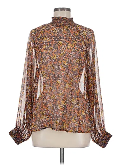 Pre-owned Mng Long Sleeve Blouse In Brown