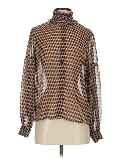 Pre-owned Mng Long Sleeve Blouse In Brown