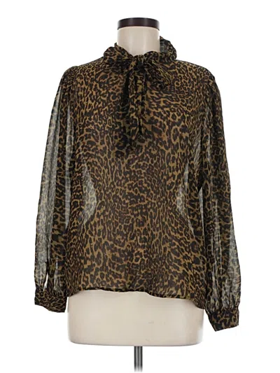 Pre-owned Mng Long Sleeve Blouse In Brown