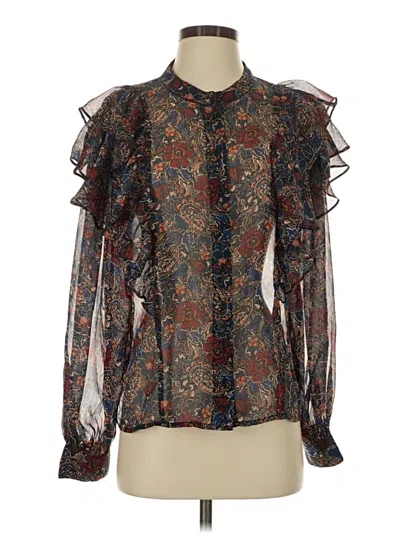 Pre-owned Mng Long Sleeve Blouse In Brown