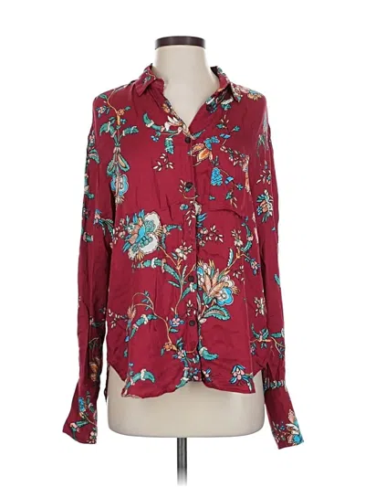 Pre-owned Mng Long Sleeve Blouse In Burgundy