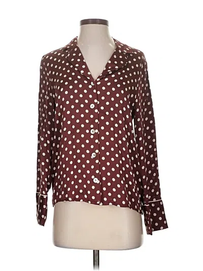 Pre-owned Mng Long Sleeve Blouse In Burgundy
