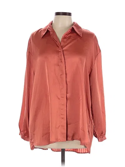 Pre-owned Mng Long Sleeve Blouse In Burgundy