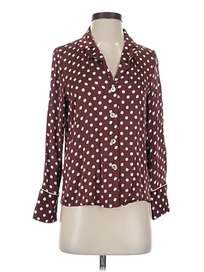 Pre-owned Mng Long Sleeve Blouse In Burgundy
