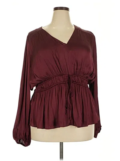 Pre-owned Mng Long Sleeve Blouse In Burgundy