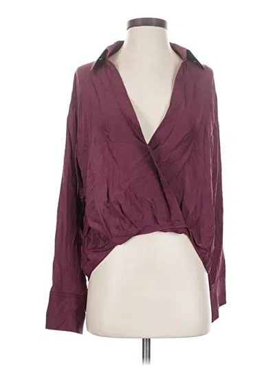 Pre-owned Mng Long Sleeve Blouse In Burgundy