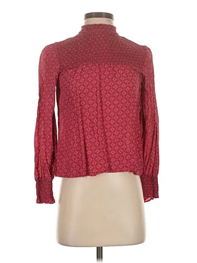 Pre-owned Mng Long Sleeve Blouse In Burgundy