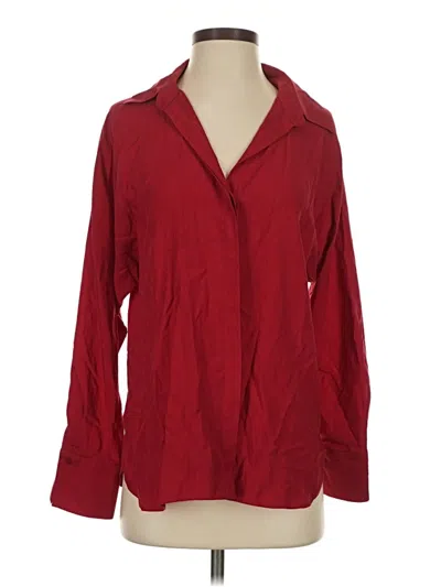 Pre-owned Mng Long Sleeve Blouse In Burgundy
