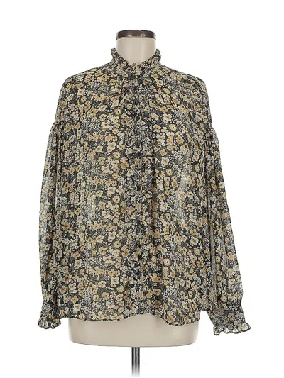 Pre-owned Mng Long Sleeve Blouse In Gold