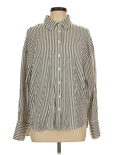 Pre-owned Mng Long Sleeve Blouse In Gold