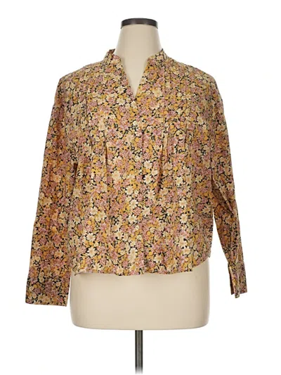 Pre-owned Mng Long Sleeve Blouse In Gold