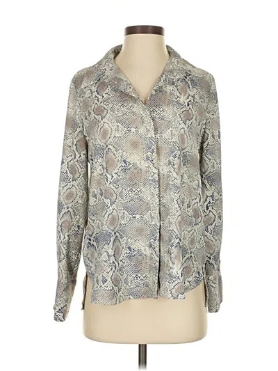 Pre-owned Mng Long Sleeve Blouse In Gray