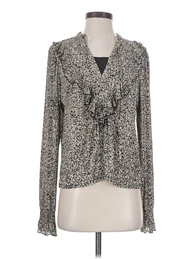 Pre-owned Mng Long Sleeve Blouse In Gray