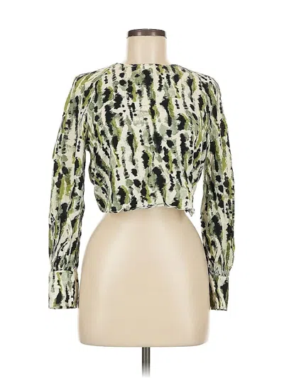 Pre-owned Mng Long Sleeve Blouse In Green