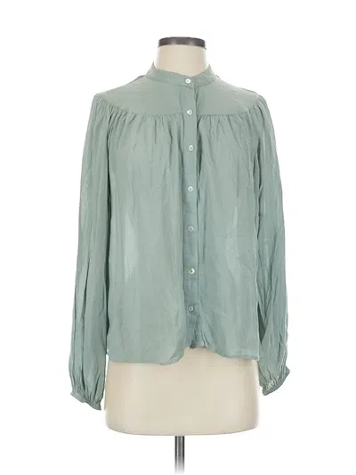 Pre-owned Mng Long Sleeve Blouse In Green