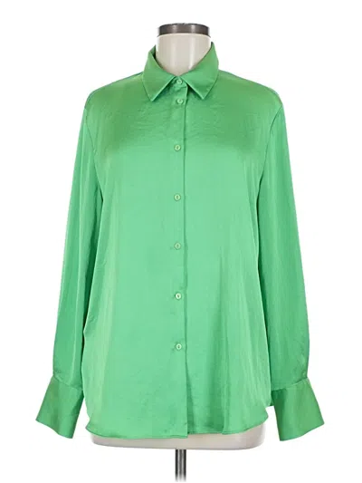 Pre-owned Mng Long Sleeve Blouse In Green
