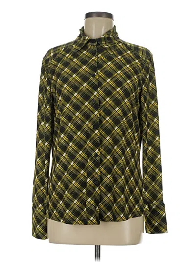 Pre-owned Mng Long Sleeve Blouse In Green