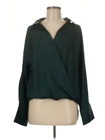 Pre-owned Mng Long Sleeve Blouse In Green
