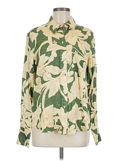 Pre-owned Mng Long Sleeve Blouse In Green