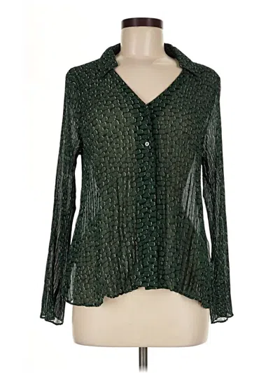 Pre-owned Mng Long Sleeve Blouse In Green