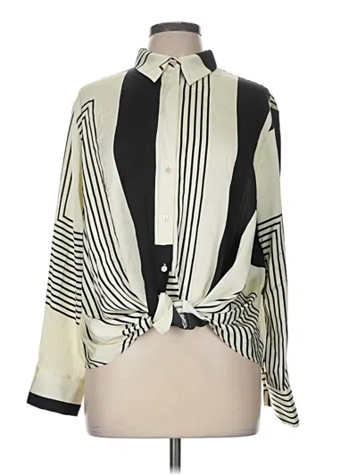 Pre-owned Mng Long Sleeve Blouse In Green